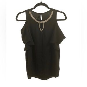 BCX BLACK EMBELLISHED BLOUSE SIZE S